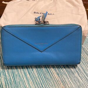 Balenciaga Women’s Leather Papier Continental Lagoon Wallet